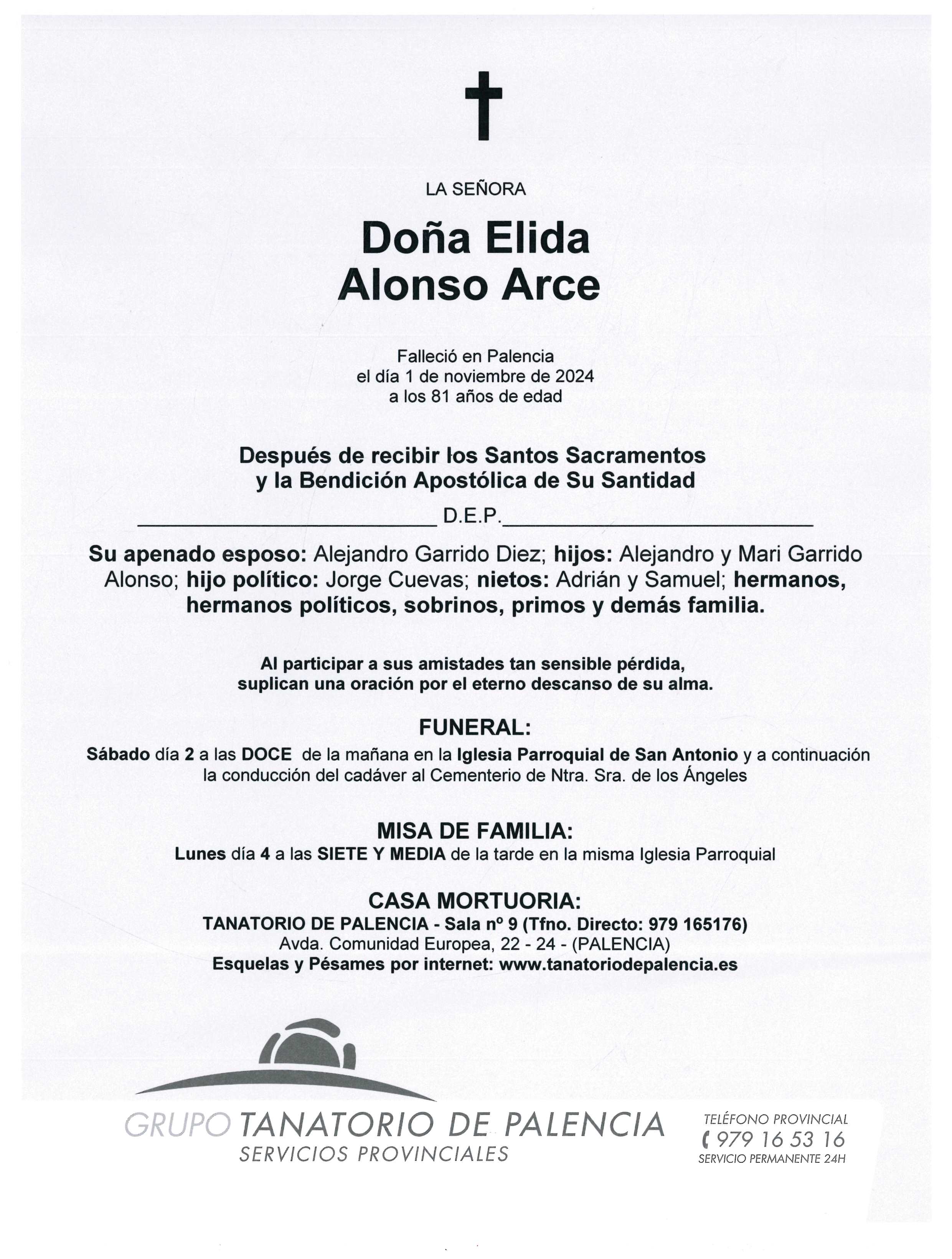 LA SEÑORA DOÑA ELIDA ALONSO ARCE